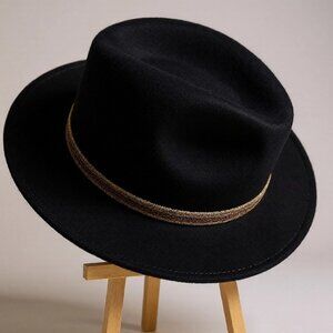 Aurega Crushable Black Fedora – 100% Laine Wool, Water-Repellent, Size 59